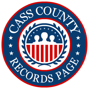 A round, red, white, and blue logo with the words 'Cass County Records Page' in relation to the state of Minnesota.